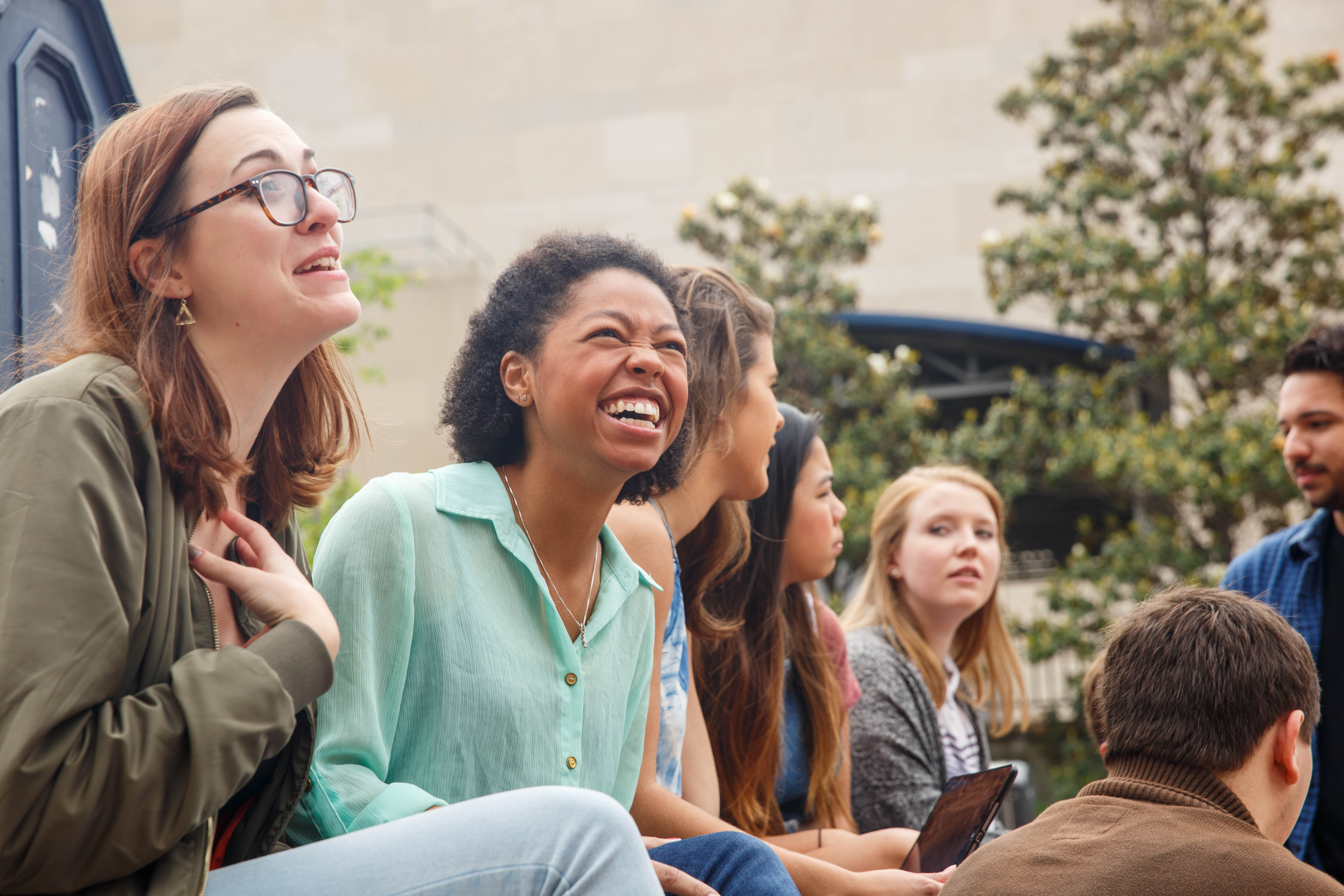 Students smiling and laughing