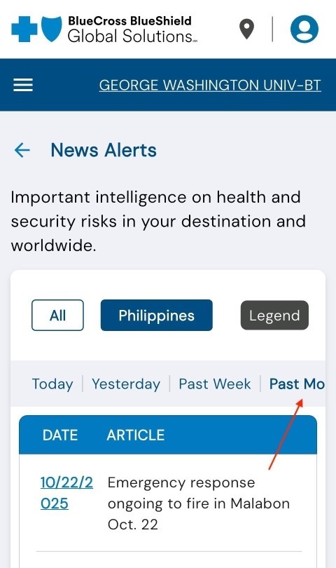BCBS Global Solutions App Screenshot 5 BCBS Global Solutions app past news alerts screenshot