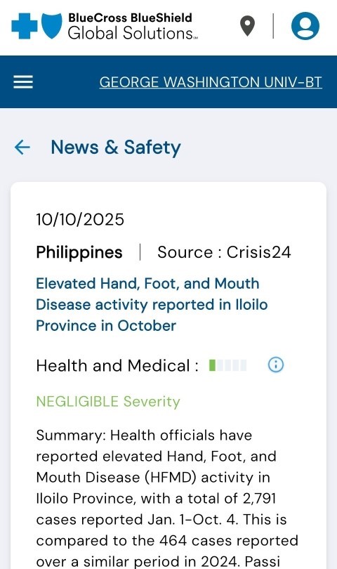 BCBS Global Solutions App Screenshot 6 BCBS Global Solutions app Philippines alert example