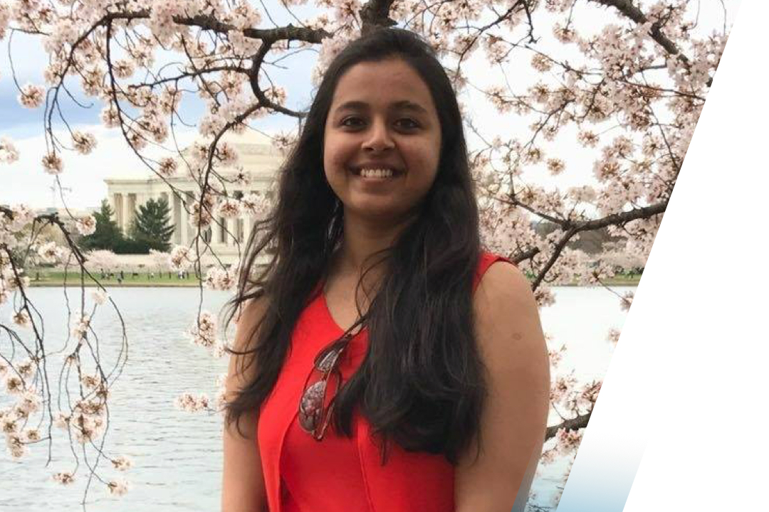 Rupa Kalahashti in front of cherry blossoms